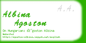 albina agoston business card